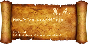 Mahács Atanázia névjegykártya